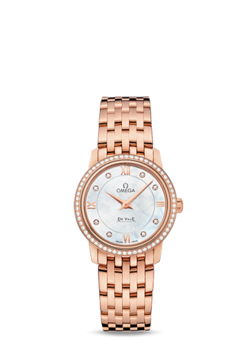 Omega De Ville Prestige Quartz 27 Red Gold / MOP-Diamond / Bracelet